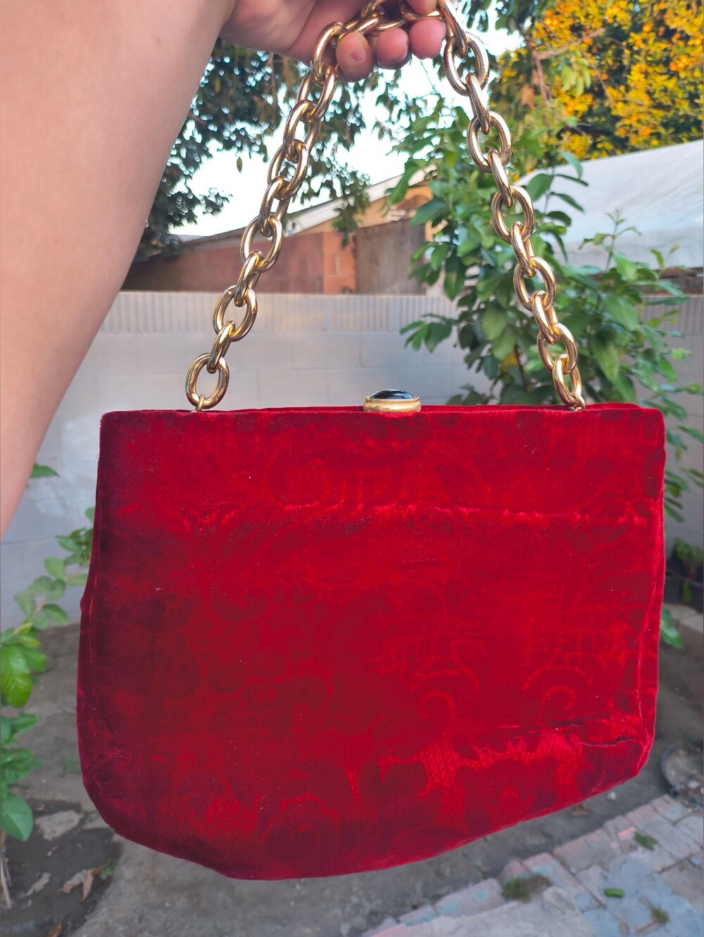 Vintage Koret Burgundy Velvet Shoulder Purse
